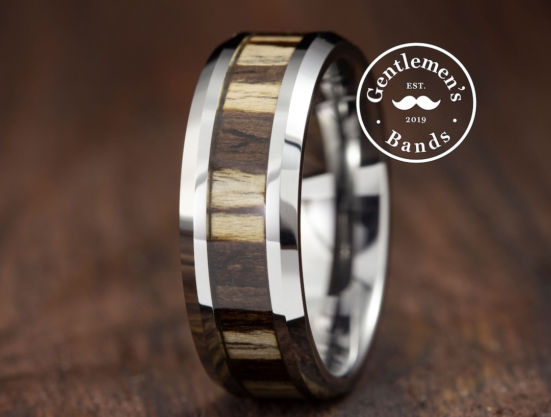 Mens Wood Wedding Band, Mens Wood Ring, Mens Wedding Band, Zebra Wood