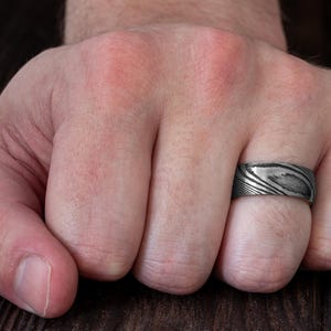 Whisky Barrel Mens Wood Wedding Band Black Tungsten Wood Ring Lined with Whisky Barrel White Oak Mens Wedding Band, Whiskey Wedding Band image 9