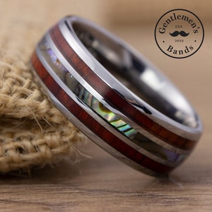 Abalone Muschel Herren Ehering, Koa Holz Ring, Holz Herrenring, Abalone Ehering, Herrenring Versprechen, Mann Geburtstagsgeschenk, Mann Ring