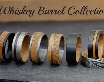 Whisky Fass Ring-Kollektion, Herrenring Holz Ehering, Wolfram Holz Ehering, Einzigartige Whisky Ring Holzring Herren Ehering