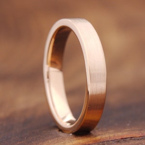 Brushed Rose Gold Wedding Ring, Mens Wedding Band, Brushed Rose Gold Wedding Ring, Tungsten Wedding Band, Simple Rose Gold Tungsten Ring