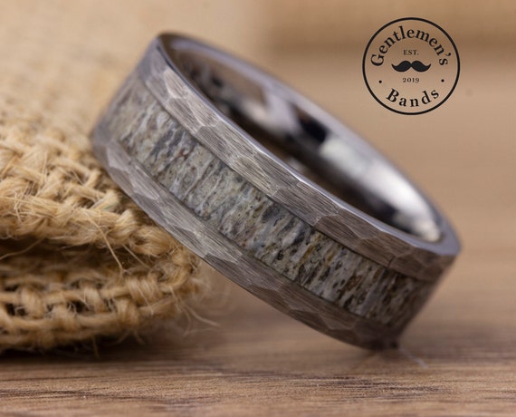 Mens antler wedding rings deals
