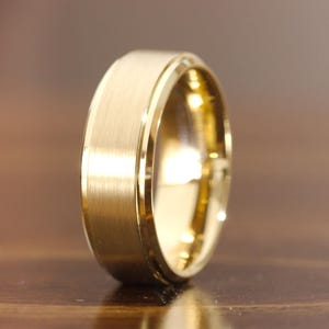 Men's Gold Wedding Ring, Brushed Wedding Ring, Mens Polished Edge Wedding Band, Mens Engagement Ring, Mens Anniversary Ring, Gold Ring