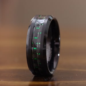 Black Carbon Fiber Tungsten Wedding Band, Carbon Fiber Ring, Carbon Fiber Ring, Mens Carbon Fiber Wedding Band, Mens Tungsten Wedding Band