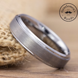Mens Silver Brushed Wedding Band, Mens Silver Wedding Ring, Mens Brushed Ring, Tungsten Carbide Band, Engagement Ring, Anniversary Ring