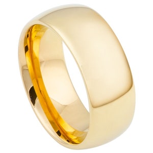 Mens Gold Wedding Ring, Men's Gold Tungsten Wedding Band, Men's ...