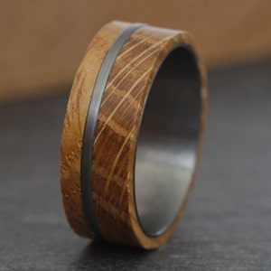 Whiskey Barrel Wedding Ring, Mens Wood Wedding Band, Mens Wedding Band, Mens Promise Ring, Wooden Ring, Husband Anniversary Gift, Engagement image 6
