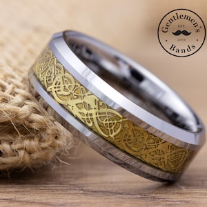 Mens Celtic Ring, Mens Wedding Band, Silver Ring, Tungsten Ring, Engagement Ring, Husband Anniversary Gift, Celtic Knot Ring