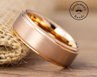 Heren roségouden trouwring, heren trouwring, gouden trouwring heren, heren verlovingsring, heren gouden trouwring, roségouden ring