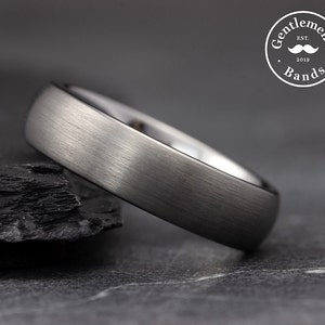 Mens Silver Brushed Wedding Band, Mens Silver Wedding Ring, Mens Brushed Ring, Tungsten Carbide Band, Engagement Ring, Anniversary Ring