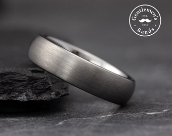 Mens Silver Brushed Wedding Band, Mens Silver Wedding Ring, Mens Brushed Ring, Tungsten Carbide Band, Engagement Ring, Anniversary Ring