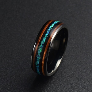 Mens Turquoise Wedding Band, Mens Turquoise Ring, Mens Wedding Band, Mens Wooden Ring, Unique Wedding Ring, Turquoise inlay Tungsten Ring