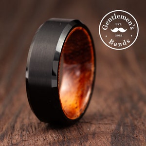 Men's Black Wedding Ring, African Sapele Mahogany Wood Wedding Ring, Mens Wedding Band, Mens Engagement Ring, Mens Anniversary Ring