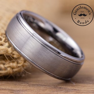 Mens Silver Brushed Wedding Band, Mens Silver Wedding Ring, Mens Brushed Ring, Tungsten Carbide Band, Engagement Ring, Anniversary Ring