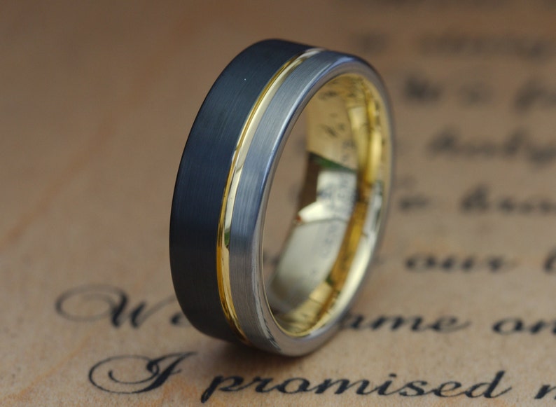 Mens Wedding Ring Male Wedding Band Mens Black Ring Mens Wedding Band Mens Engagement Ring Tungsten Ring Mens Ring
