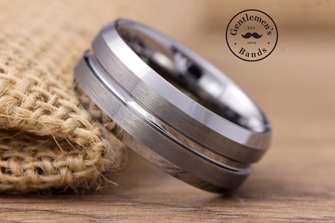 Mens Silver Wedding Band, Mens Brushed Silver Wedding Ring, Mens Wedding Band, Silver Ring