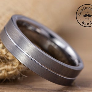 Mens Brushed Silver Wedding Band, Thin Silver Ring, 6mm Silver Ring, Husband Anniversary Gift, Mens Engagement, Tungsten Carbide Mens Ring