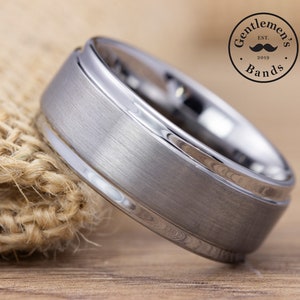 Men&#39;s Silver Tungsten Wedding Band, Men&#39;s Brushed Silver Ring, Mens Tungsten Band, Mens Silver Wedding Band, Men&#39;s Wedding Ring