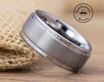 Men's Silver Tungsten Wedding Band, Men's Brushed Silver Ring, Mens Tungsten Band, Mens Silver Wedding Band, Men's Wedding Ring
