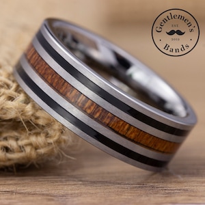 Whiskey Barrel Wedding Band, Mens Wooden Wedding Ring, Tungsten Wedding Band, Whiskey Wedding Ring, Men Silver Wedding Band, Engagement Ring