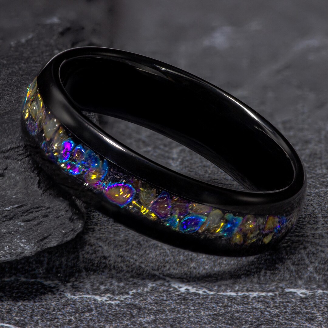 Veil Nebula Ring, Mens Black Tungsten Wedding Band, Promise Ring for ...