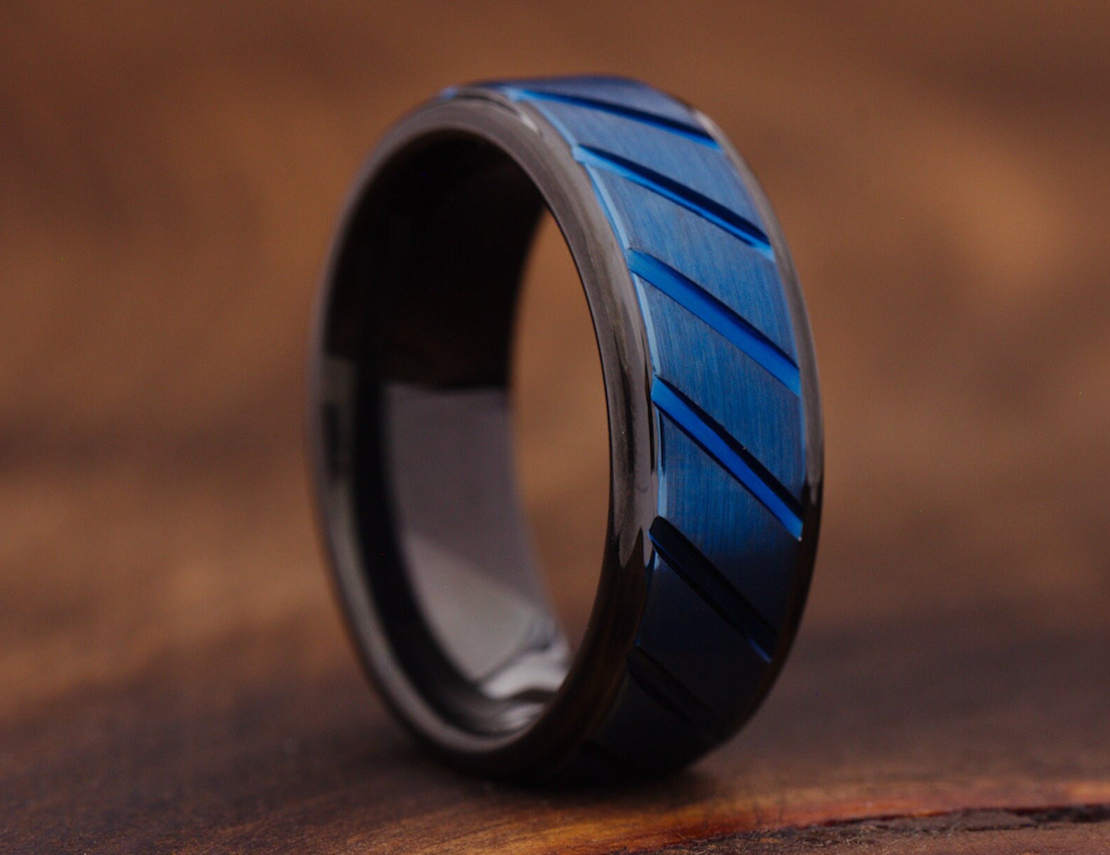 Blue Mens Wedding Band Mens Wedding Band Men Engagement Etsy