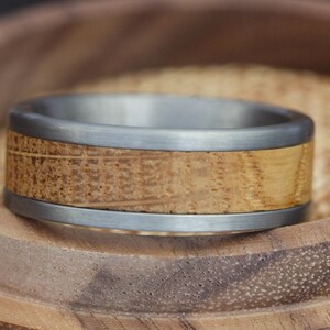 Mens tungsten wedding band with whiskey barrel on Etsy