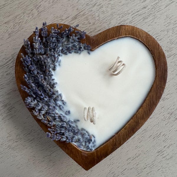 Heart Dough Bowl sojakaars: gedroogde lavendel, rustiek boerderijdecor