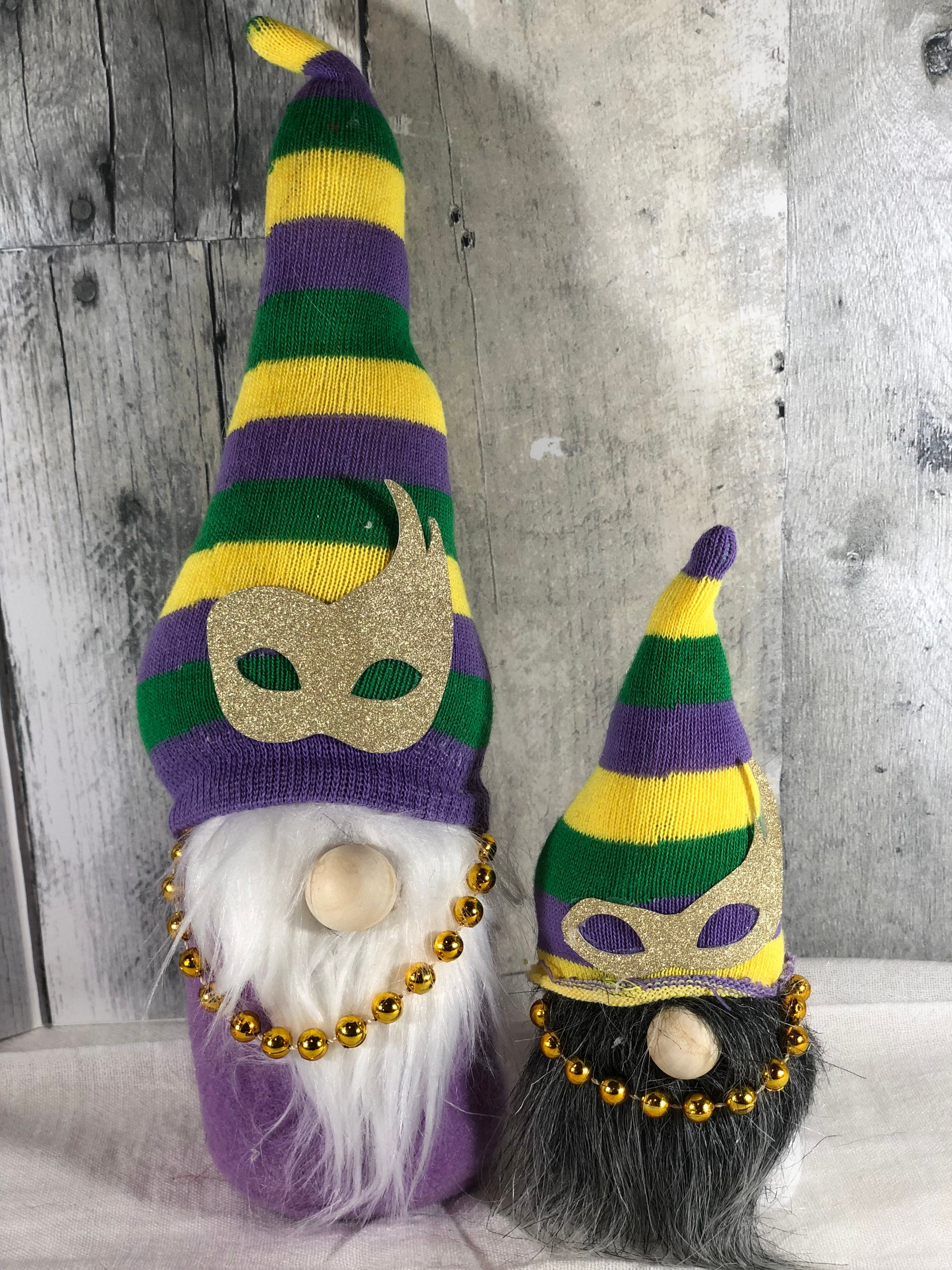 36 Pcs Mardi Gras Decorations Glitter Wooden Mardi Gras Ornaments Gnome  Crown Ma