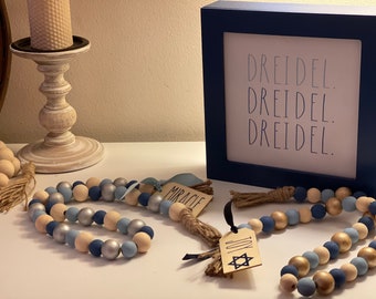 Hanukkah Jewish Wooden Bead Farmhouse Garland