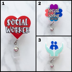 Social Worker Glitter Retractable Badge Reel
