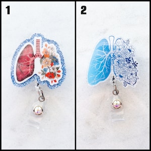Floral Lungs Glitter Badge Reel - Gift for Respiratory Therapist