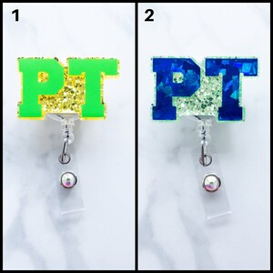 Physical Therapist Glitter Name Badge Holder