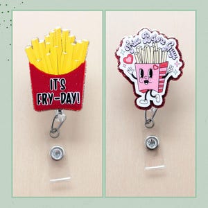 It&#39;s Fry Day Funny Fast Food Badge Reel, Fries Before Guys Cute Valentines Day ID Badge Clip