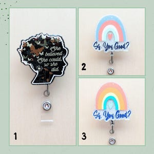 She Believed She Could So She Did Badge Reel, Sis You Good Rainbow Badge Clip, Inspirational ID Badge Holder