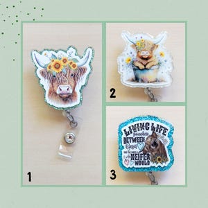 Highland Cow Badge Reel, Funny Highland Cow ID Badge Holder