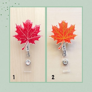 Autumn Leaf Badge Reel, Maple Leaf Badge Clip
