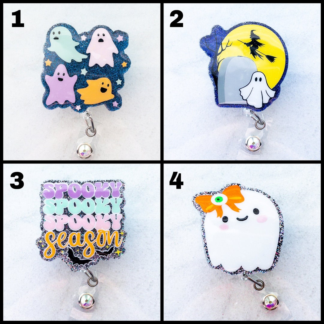 Spooky Ghost Witch Cute Halloween Badge Reels - Etsy