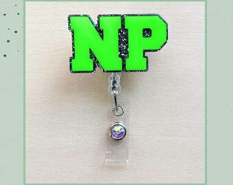 NP Nurse Practitioner Glitter Badge Reel