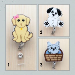 Cute Puppy Dog Glitter Badge Reel