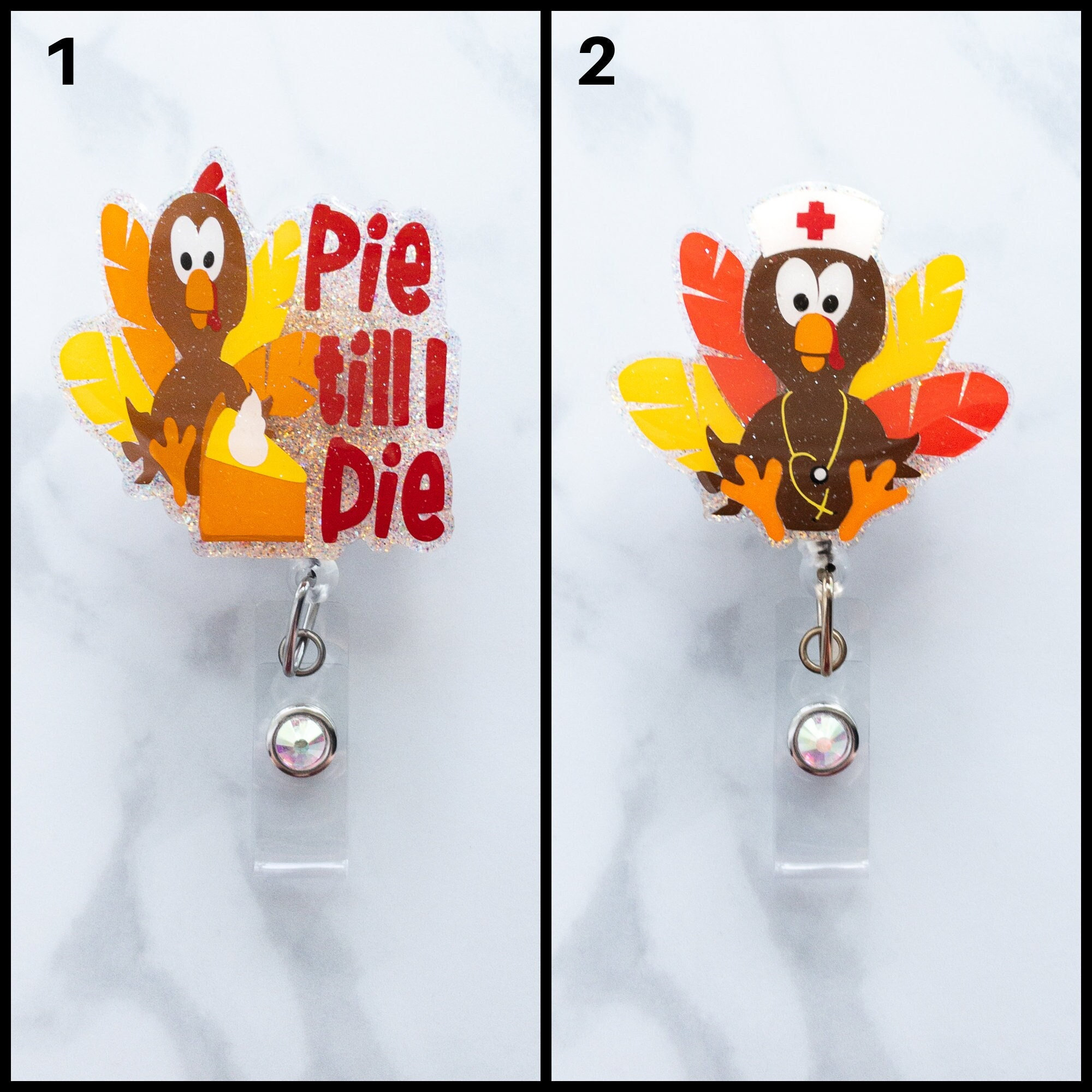 Holiday Retractable Turkey Badge Reel, Thanksgiving Badge ID Holder, Fall  Badge Clip 