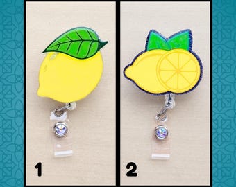 Lemon Fruit Glitter Badge Clip