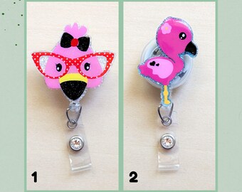 Pink Flamingo Badge Reel