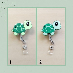 Baby Green Turtle Glitter Badge Reel, Tortoise Retractable ID Badge Holder