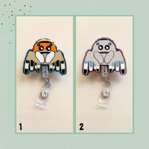 Cute Jumping Spider Glitter Badge Reel