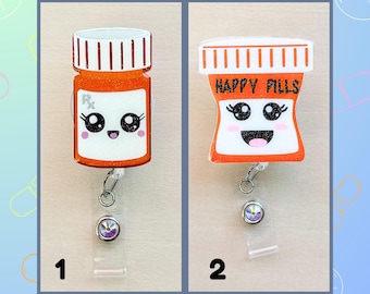 Pharmacist Badge Reel - Orange Pill Bottle ID Clip