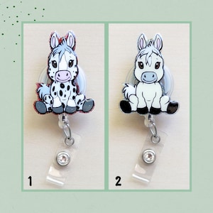 Sitting Horse Glitter Badge Reel, Appaloosa Name Badge Holder, Palomino ID Badge Reel