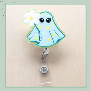 Cute Springtime Floral Ghost Badge Reel