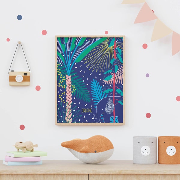 JUNGLE. Illustration pour enfant prénom personnalisé