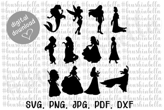 Download Disney Princess Svg Disney Princesses Silhouettes Svg Dxf Etsy